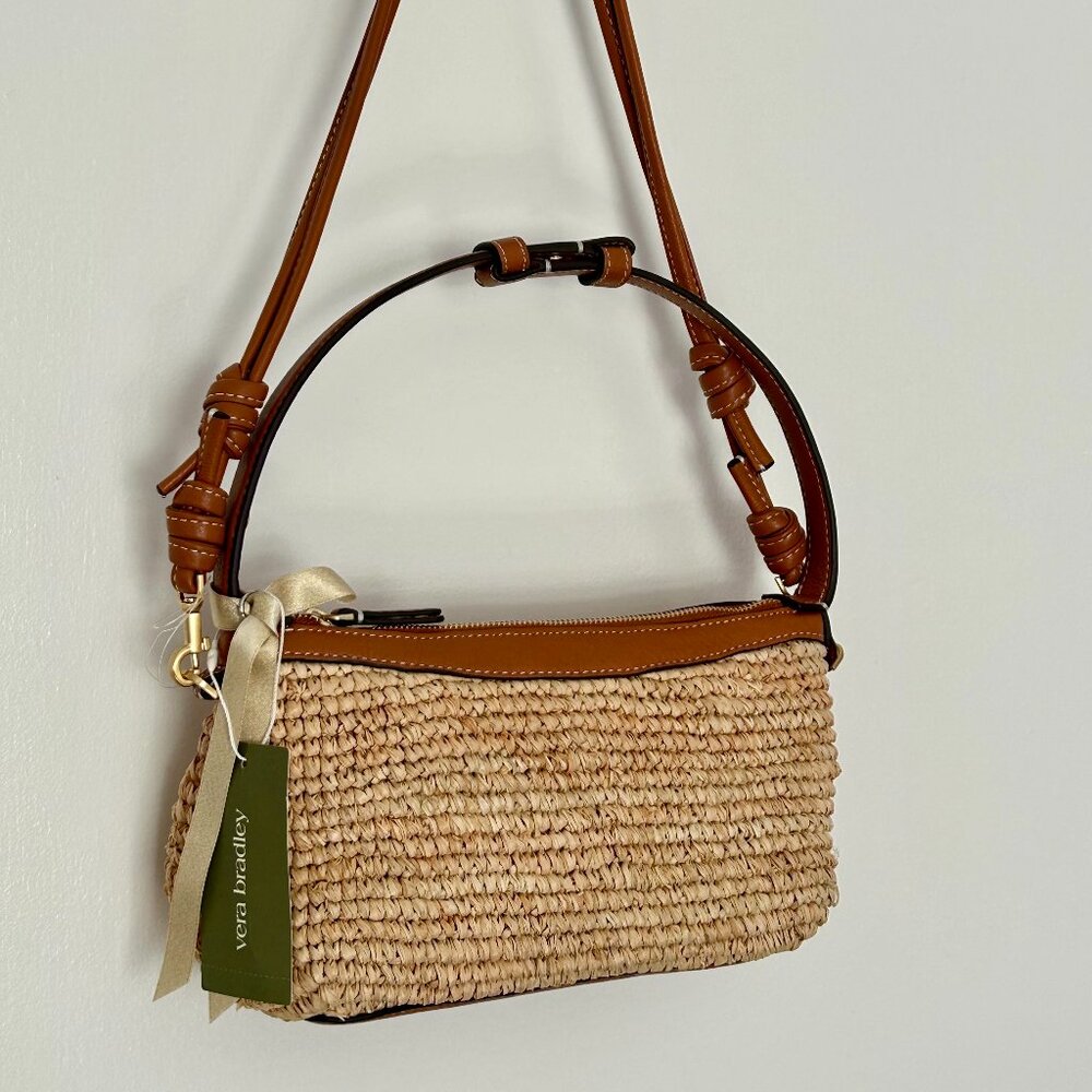 BNWT Vera Bradley Roxbury Crescent Crossbody in Raffia